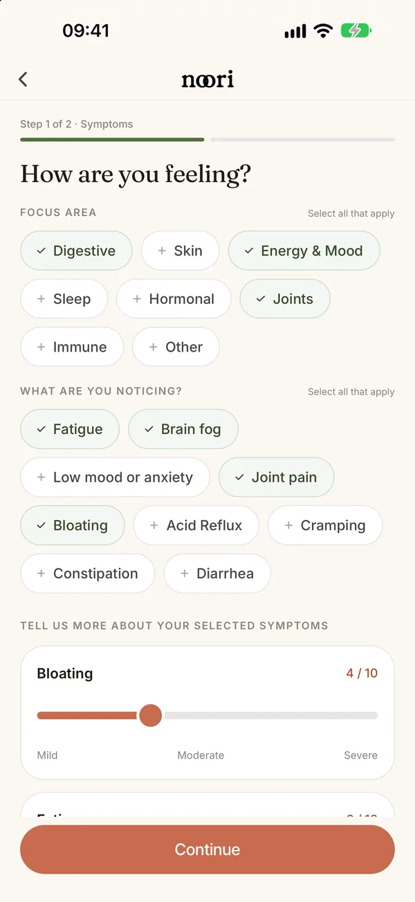 Intake: symptoms